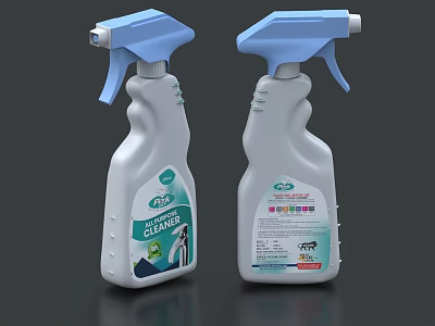Household Cleaning Spray Bottles With White Body And Blue Nozzle For Daily Use 3d model