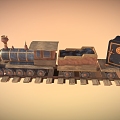 Cartoon Train Train Toy Train Steam Train Building Blocks Train Gold Transport Train 3d model