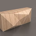 Modern Wooden Cabinet With Geometric Line Design 3D Model And Wireframe Structure