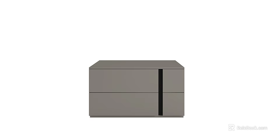 Modern Gray Bedside Table With Two Drawers And Black Accent Strip Design 3d model 