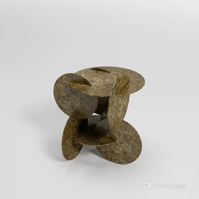 Unique Modern Side Table Featuring Intersecting Circular Design And Textured Finish 3d model