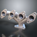 Sleek Silver Metal Faucet with Four Ports and Durable Mounting Base Structure