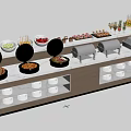 Modern buffet table seasonings table food fruit bar tableware 3d model