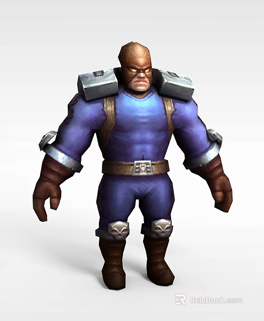 Inflatable Muscular Character Model With Blue Costume And Metal Shoulder Armor 3d model 