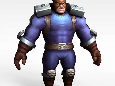 Inflatable Muscular Character Model With Blue Costume And Metal Shoulder Armor 3d model