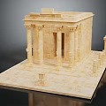Ancient Classical Temple Architectural Model with Stone Columns Entrance and Platform Base 3d model