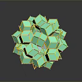 Abstract 3D Geometric Spherical Structure With Green Cubes And Yellow Edges 3d model