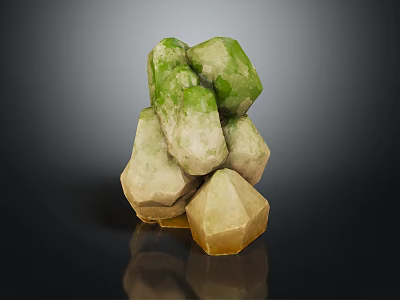 Natural Green Beige Yellow Irregular Shaped Stone Stacked Decorative Display Piece 3d model