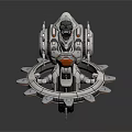 Mechanical Creature Character Standing On Gear Shaped Metallic Base With Armor