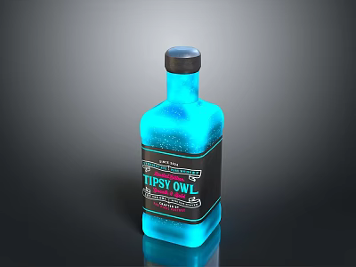 Tipsy Owl Blue Liquid Refreshing Drink In Stylish Bottle For Enjoyment 3d model