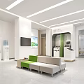 Modern Bank Lobby Interior With Self Service Kiosks And Comfortable Seating