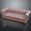 Classic Multi Person Leather Sofa With Tufted Design And Rolled Arms 3d model