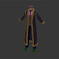 Dark Blue Long Coat With Orange Trim And Suit And Tie Underneath