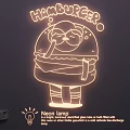 Creative Hamburger Design Neon Lamp For Bar Cafe Illuminated Wall Decor