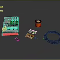 Electronic Components Featuring Circuit Board Coil Chips And Braided Cable Assemblies 3d model