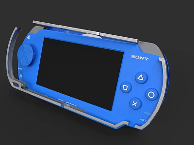 Sony Portable Entertainment Gaming Console With Blue Design Screen And Control Buttons 3d model