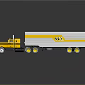 Yellow Truck Featuring White Container Yellow Stripe ICA Logo And Multiple Wheels