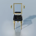 Swing Door Design with Golden Frame Black Countertop and Mirror Lights