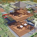 Modern Watchtower Viewing Tower Viewing Platform Viewing Tower Mountain Wooden Plank Road Thatched House Village Corridor Viewing Tower 3d model