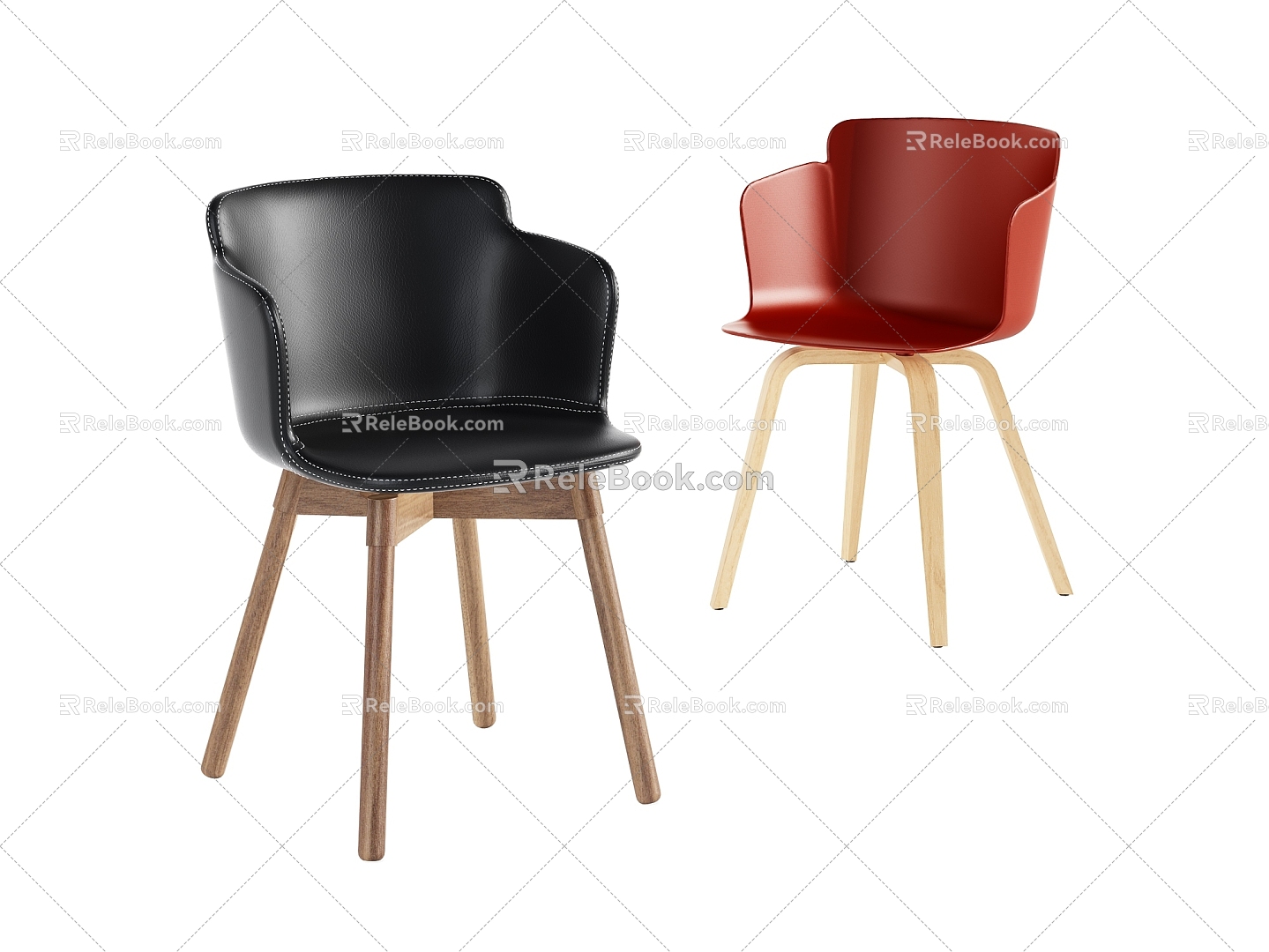 Simple and stylish atmospheric plastic solid wood dining chair combination model