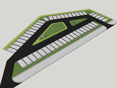 Eco Friendly Parking Lot Design With Landscaped Green Areas And Organized Spaces 3d model