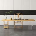 Cream Style Large Board Table Tea Table and Chair Combination Tea Table Tea Table Tea Room Tea Table Balcony Tea Table 3d model