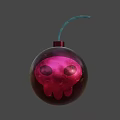 Red Bomb Weapon Featuring Skull Design And Black Fuse For Tactical Use