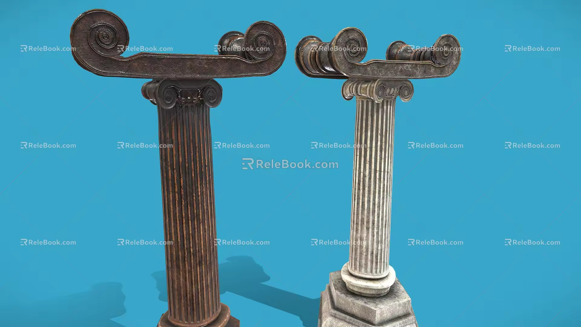 Roman column 2 marble Roman column stone column 3d model