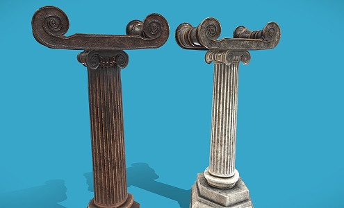 Roman column 2 marble Roman column stone column 3d model