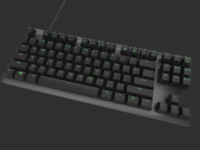 Premium Mechanical Computer Keyboard With Green Backlit Keys And Numeric Keypad 3d model