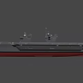 Modern Naval Warship With Gray Hull Red Bottom And Upper Deck Structures