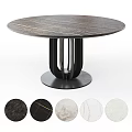 Modern Round Dining Table With Marble Top Black Legs And Multiple Texture Options 3d model