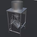 Industrial Equipment With Metal Frame Cylindrical Container And Conical Hopper On Stand