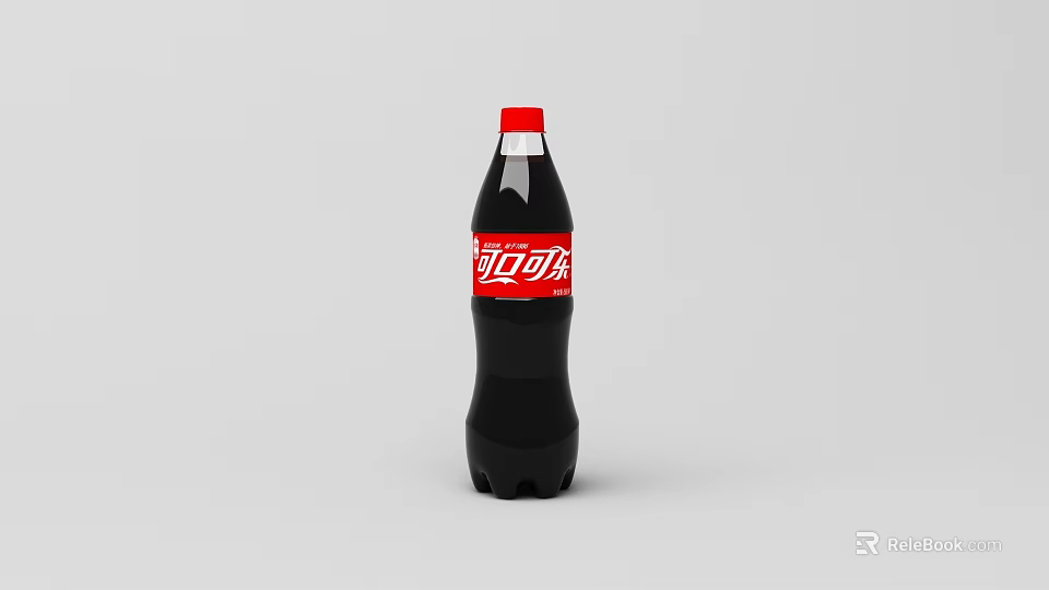 Coca Cola Carbonated Soft Drink in Black Bottle with Red Cap and Classic Label 3d model 