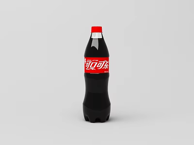 Coca Cola Carbonated Soft Drink in Black Bottle with Red Cap and Classic Label 3d model