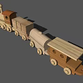 Wooden Toy Train With Carriages Wheels Chimney And Natural Wood Design