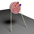 Red And White Target Board With Multiple Darts Hitting Center Bullseye 3d model