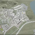 Aerial Planning of Modern Urban Community with High Rise Buildings Green Spaces and Water Area