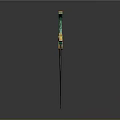 Fantasy Sword With Green And Gold Ornate Design Intricate Hilt And Sharp Blade