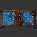Rusted Metal Chest With Blue Glowing Panels And Transparent Sections Vintage Tech Design