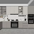 Modern Kitchen Interior With Sleek Gray Cabinets Countertop And Integrated Appliances