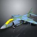 Camouflage Painted Fighter Jet Model With Yellow Canopy And Detailed Structure