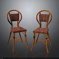 Two Orange Accent Chairs with Pink Plaid Woven Seat and Backrest