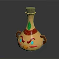 Yellow Decorative Furniture Piece With Cartoon Face Green Leaf And Red Accents