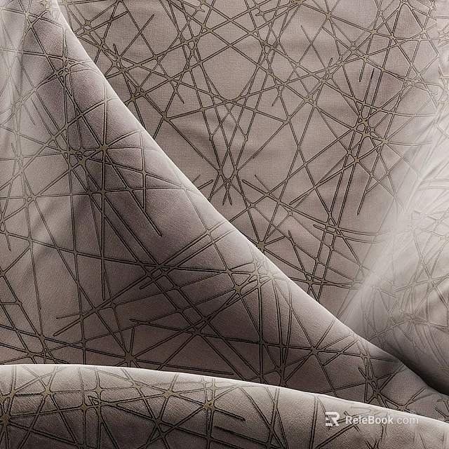 Fabric With Geometric Line Patterns In Neutral Tones 3d model