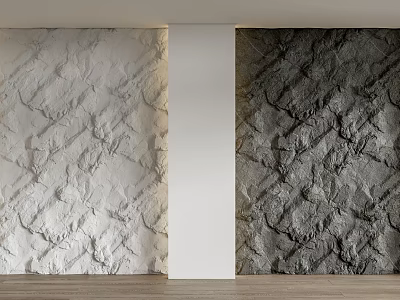 Textured Background Wall Design With Light And Dark Patterns White Pillar And Wooden Floor 3d model