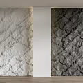 Textured Background Wall Design With Light And Dark Patterns White Pillar And Wooden Floor