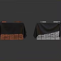 Brick Equipment Cubes In Red Gray Color With Dark Cloth Cover And Small Blocks