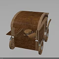 Classic Wooden Canopied Cart Design With Wheels And Solid Wooden Frame