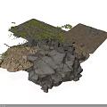 Modern Terrain Model Design With Rocky Sections Grass And Dirt Areas